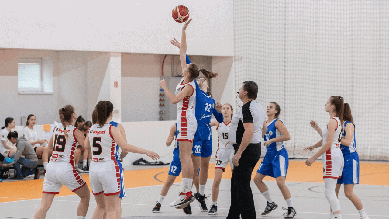 Blog Pictures Experienced female basketball players competing during a high school or amateur game at Prep Athletics.