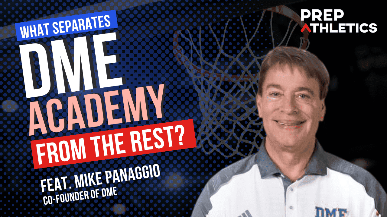 DME Academy founder Mike Panaggio in athletic gear promoting prep athletics and sports training programs for student-athletes.