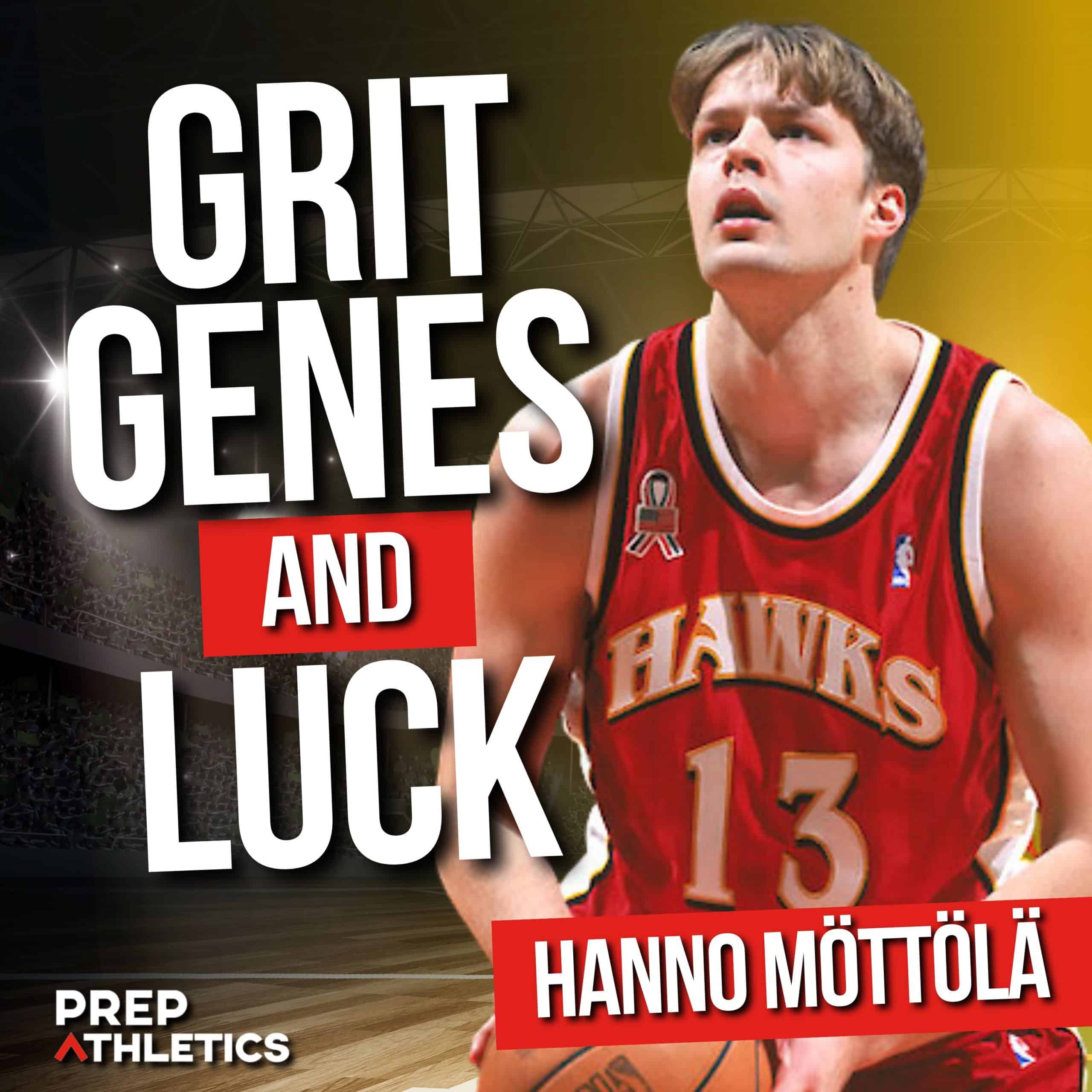 Hanno Mattola Podcast graphic Motivational sports article on grit, determination, and success featuring basketball player Hanako Möttölä for youth athletes and sports enthusiasts, emphasizing perseverance and athletic achievement.