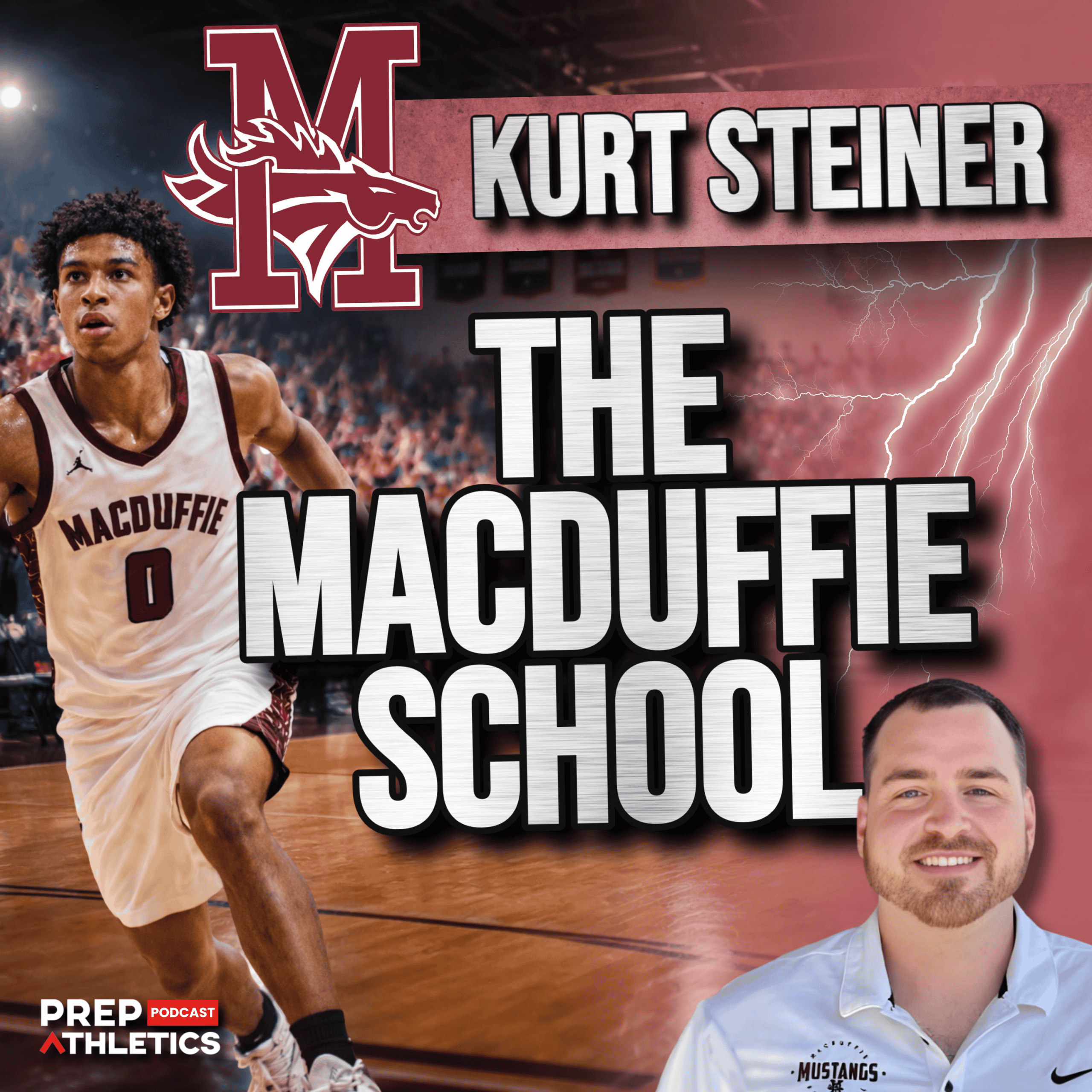 The MacDuffie School Basketball Program | PREP Athletics Prep school basketball player in game action alongside coach portrait with text referencing The MacDuffie School, highlighting a prep basketball program profile.